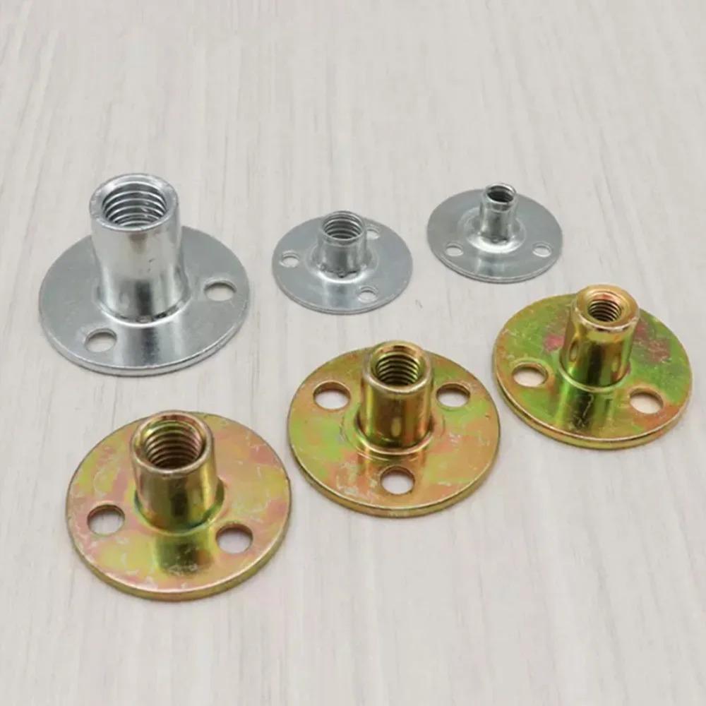 5Pcs/set Useful Metal Three-hole Locking Flange Nut Nut Fastener M6 M8 M10 Lock Nuts Round Flat Tee Furniture Nuts Screw