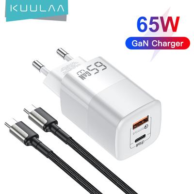 Зарядное устройство KUULAA 65 Вт GaN USB C PD QC 4,0 3,0, зарядное устройство типа C для iPhone 14 13 12 11 Max Pro XS 8 7 Plus для iPad Air 4, зарядное устройство для быстрой зарядки