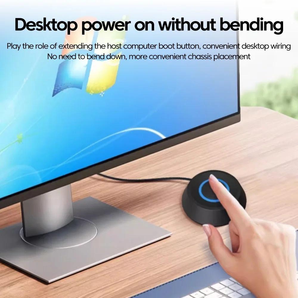Desktop PC Powe Switch Push Button External Computer On/Off Extension Switch with LED Indicator for Desktop PC Case Easy Control