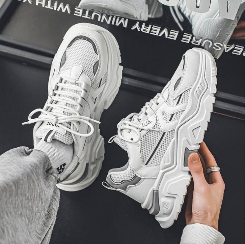 Модные мужские повседневные кроссовки с толстой подошвой из сетчатой ткани, летние дышащие кроссовки с мягкой подошвой для бега, модная спортивная обувь для активного отдыха, мужские кроссовки