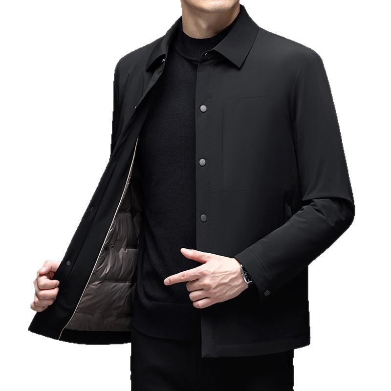 Мужская высококачественная зимняя куртка-пальто в стиле business casual с гусиным пухом