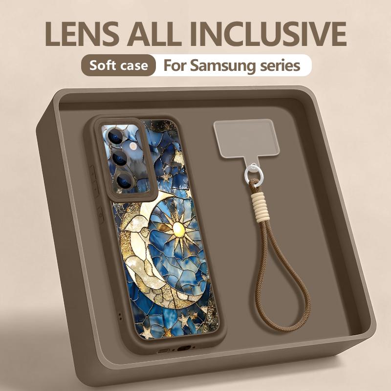 Ремешок на запястье Чехол для телефона Для Samsung Galaxy S26 S24 S25 Ultra S23 S25 FE A57 A17 A56 A16 A55 A54 A15 A25 Ретро Луна Звезда Чехол