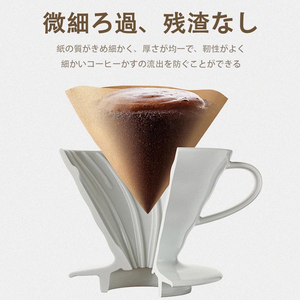 Akkerds Hand Drip Coffee Filters, Tapered Wood Pulp, for V60 Hopper American Coffee Machines, 1-2 Servings, Box of 100