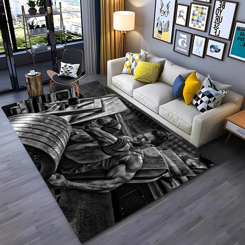 Ковры с 3D-печатью на тему GYM для дома, гостиной, детской спальни, дивана, придверный коврик, кухонные напольные коврики, противоскользящий декор