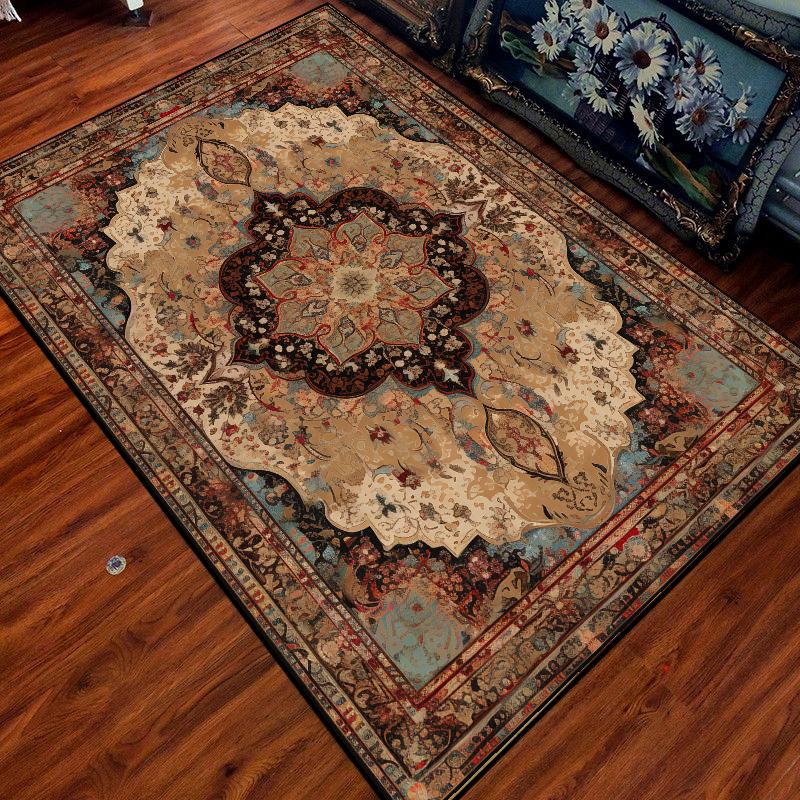 Retro Persian Entrance Door Mat European Style Distressed Home Decorations Carpets for Living Room Big Area Non-slip Bedroom Rug