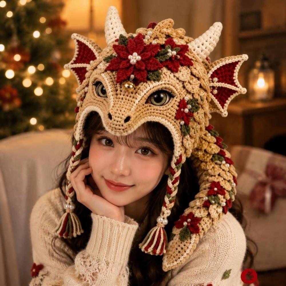 Handmade DIY Crochet Hat Kit Sheep Christmas Hat Kit Animal Hood Knitting Hat Holiday Present