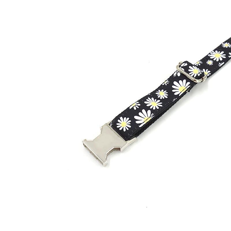 Adjustable Daisy Print Dog Collar With Matching Leash Set Small To Large Breeds Non-Stretch Nylon Pet Accessories