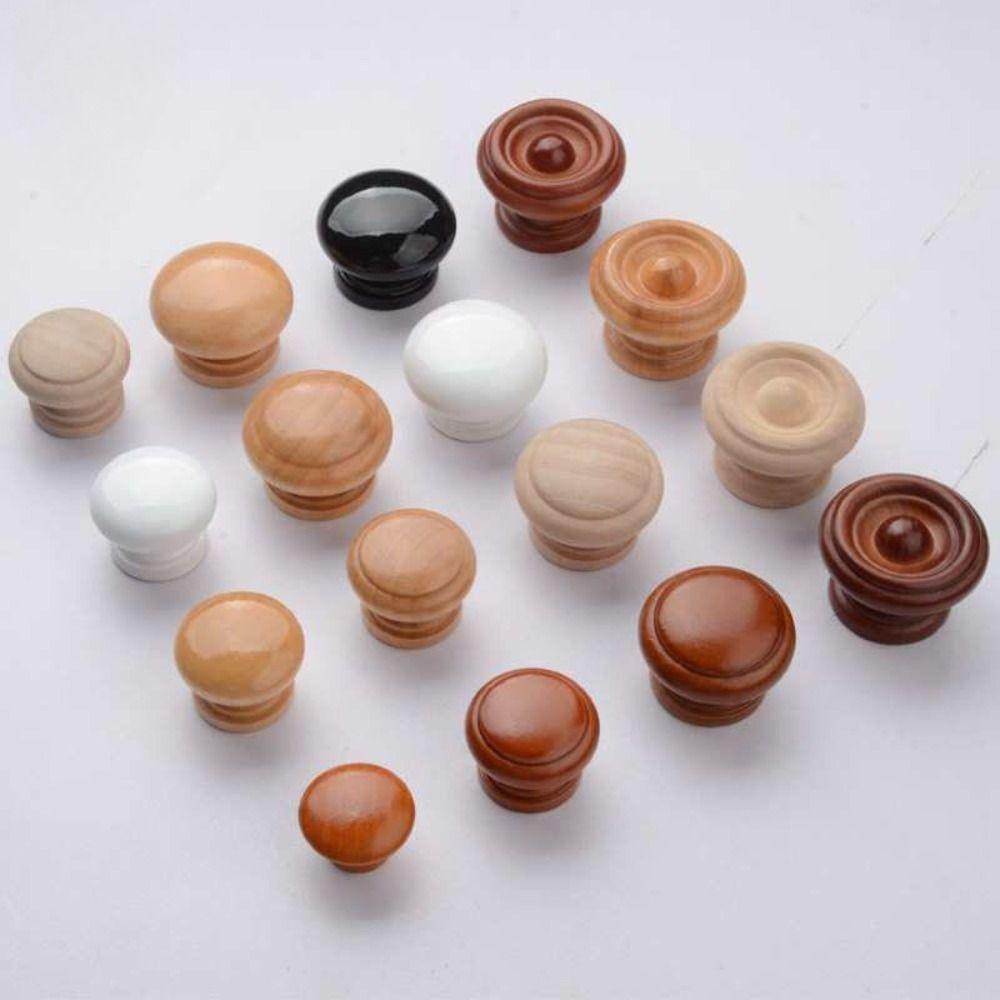 Easy-Grip Design Walnut Wood Cabinet Knobs Rust-Resistant Drawer Pulls Handles for Kitchen