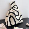 FASHION Women'S Knot Wrist Bag Handmade Knitted Bag Portable Mini Striped Tote Bucket Phone Bags Large Capacity Autumn Winter Handbags