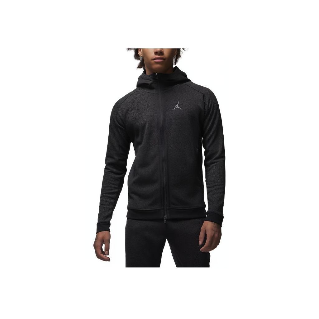 Jordan Dri-FIT Sport Full Pattern Logo Hoodie With Double Zip Design Men Sweatshirt Black FD8119-010