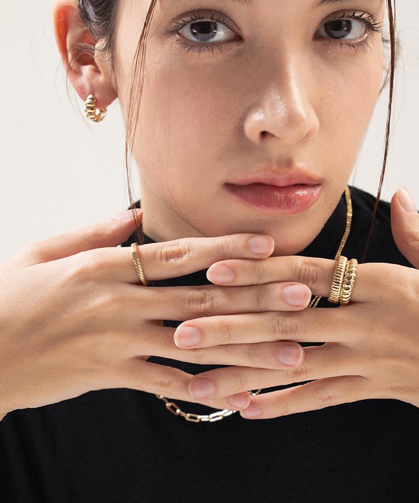 Jnui Double Rigid Ring 14K Gold Plated