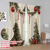 2pcs,2D plane printing Curtain Fabric Christmas Decorations Holiday Festive (4) Versatile Durable Polyester (without rod) Gifts