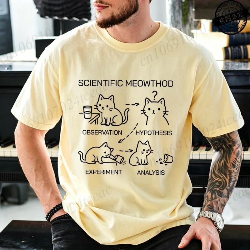 Summer Scientific Cat Tshirt Funny Science Cat Teacher Student Graphic Tee For Boys And Girls Casual Cool Clothing