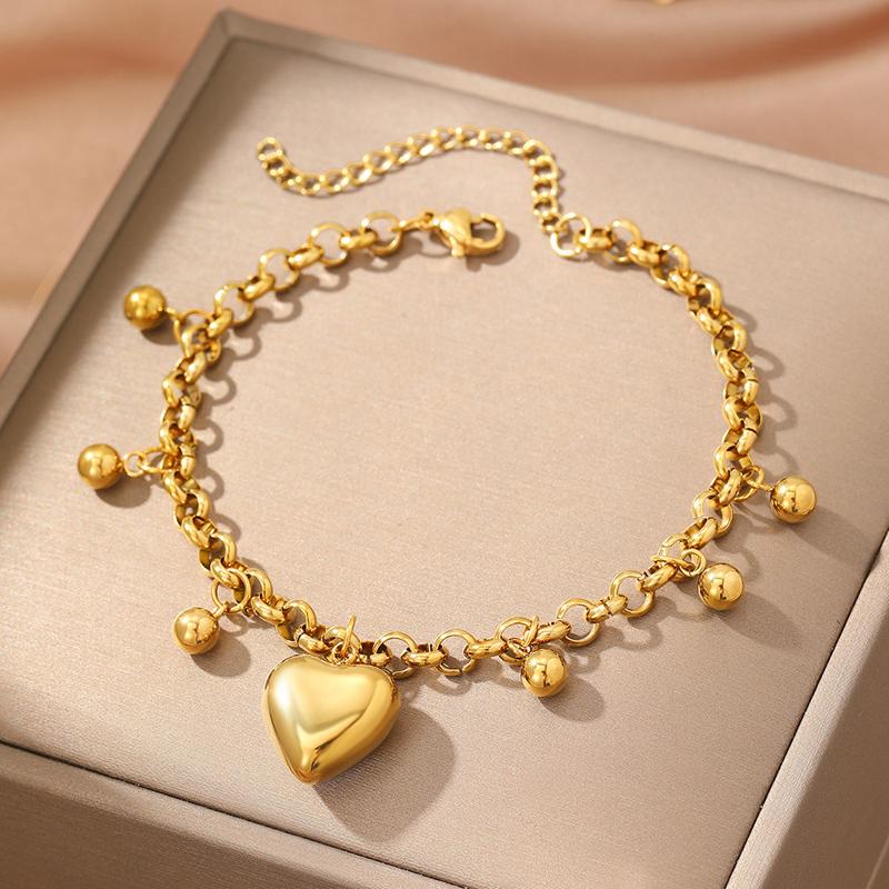 Stainless Steel Feather Pendant Bracelet for Women Men Punk Hip Hop Metal Ball Widen Chain Adjustable Hand Chain Fashion Zircon