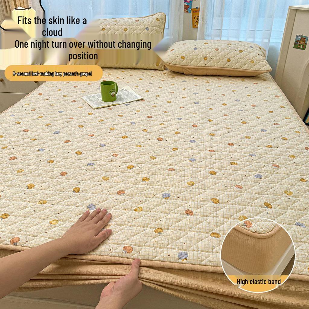 Ретро Стеганый Хлопковый Подогнанный Комплект Постельного Белья - 3 Предмета Издание 2025