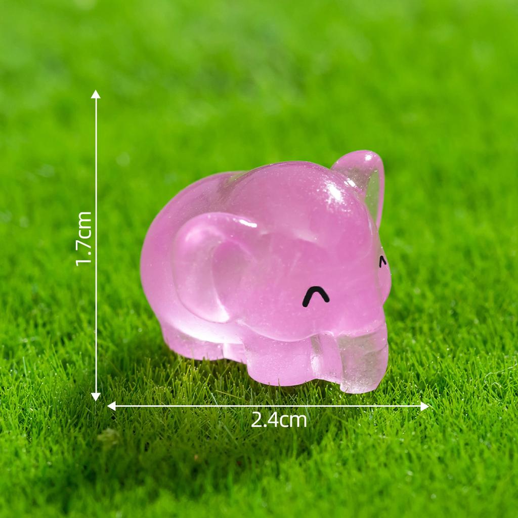 Micro Landscape Cartoon Cute Glow-in-the-dark Elephant Figure Decoration Diy Decorative Accessories Desktop Car Resin Decoration