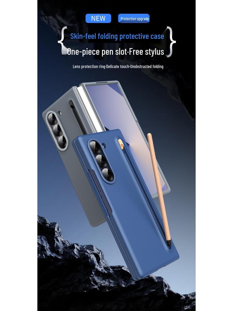Чехол для Samsung Z Fold7/6: Совместимость с трансграничным использованием, Складной экран, Однотонный, Дизайн с ощущением кожи и держателем для стилуса
