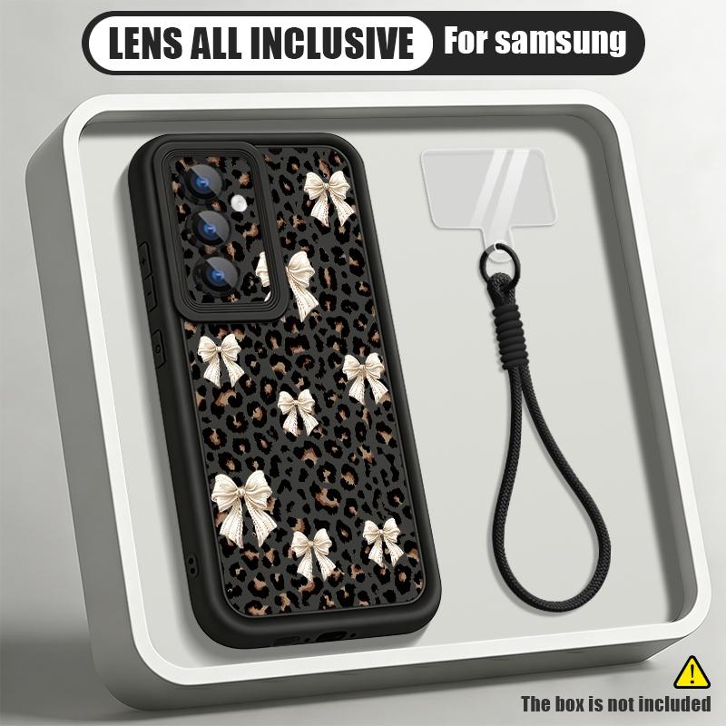 Чехол-шнурок с бантами и леопардовым принтом для Samsung S26 FE A18 S25 S24 S23 S22 Ultra A54 A55 A16 A26 A36 A56 A17 A27 A37 A57 5G Защитный бампер