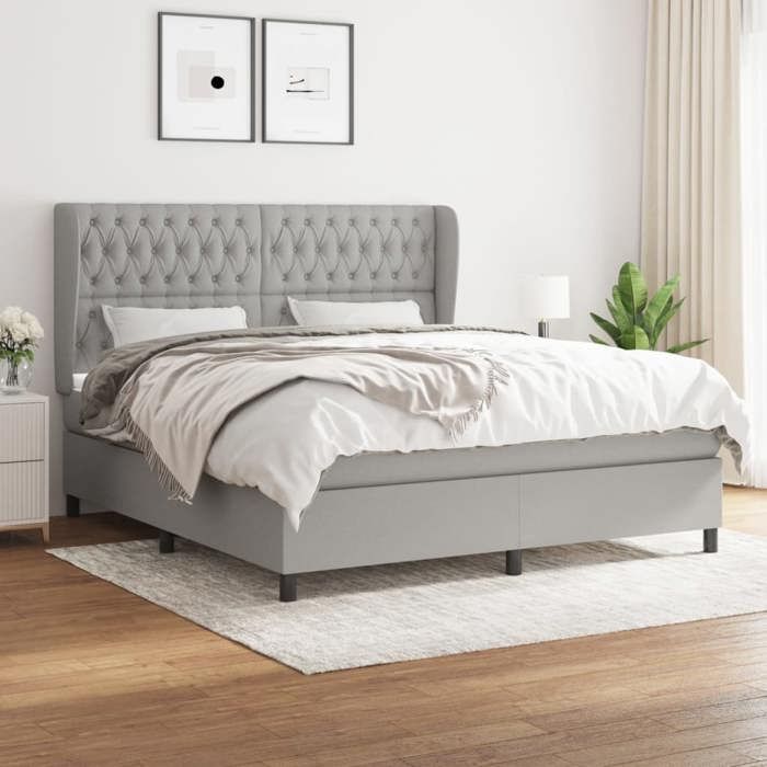 Maison Exclusive - Sommier à lattes de lit avec matelas Gris clair 180x200cm Tissu