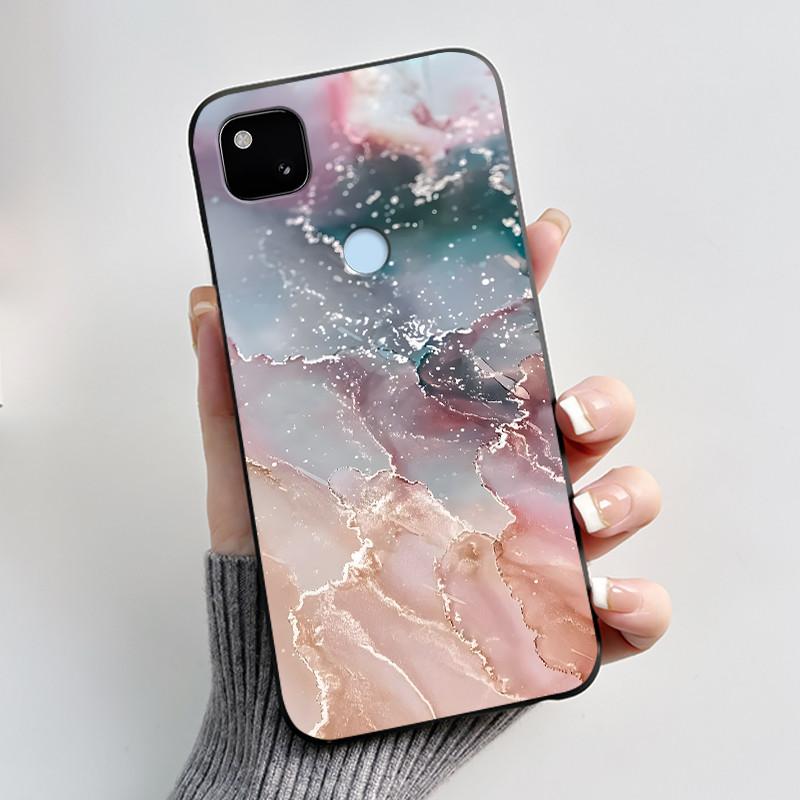 Для Google Pixel 4a 4G Чехол Роскошный Милый Кролик с Сердечками Забавный Мягкий Черный Матовый ТПУ Силиконовый Задний Защитный Чехол Тонкий