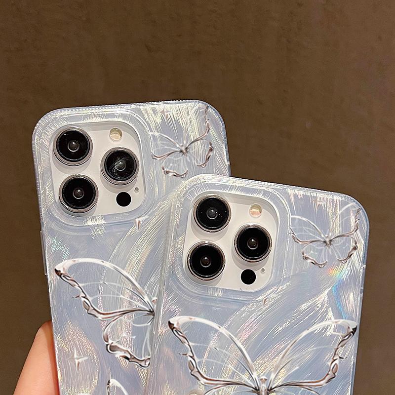 Чехол для Redmi Note 13 4G Чехлы Роскошный Лазерный Серебристый Чехол-Бабочка для Xiaomi Redmi Note 12 Pro Plus 12S 11S 11 10S 10 13C Обложка