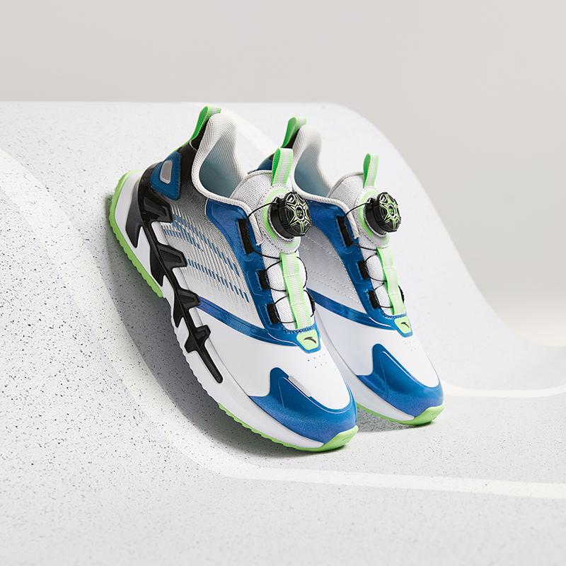 Anta Kids Synthetic Leather Comfortable Physical Test Lightweight Shock Absorption Low Top Running Shoes Kids Sneaker White Blue A12435532N-1