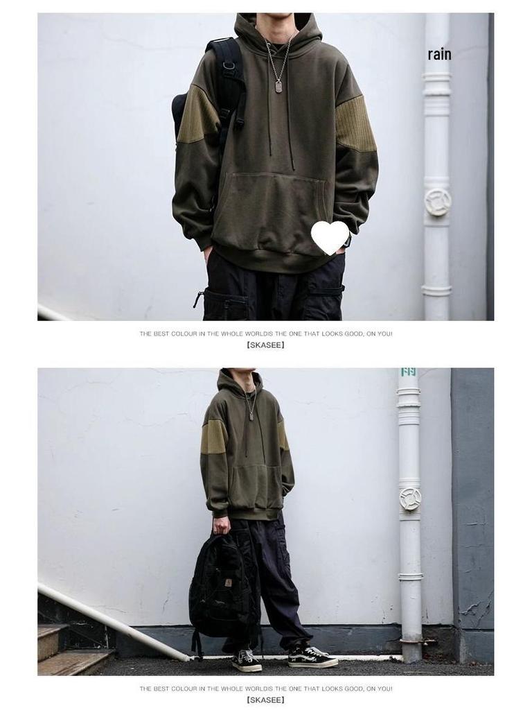 Men's Heavyweight Fleece-Lined Retro Hoodie for Autumn/Winter - Stylish, Loose-Fit, Versatile Pullover Jacket