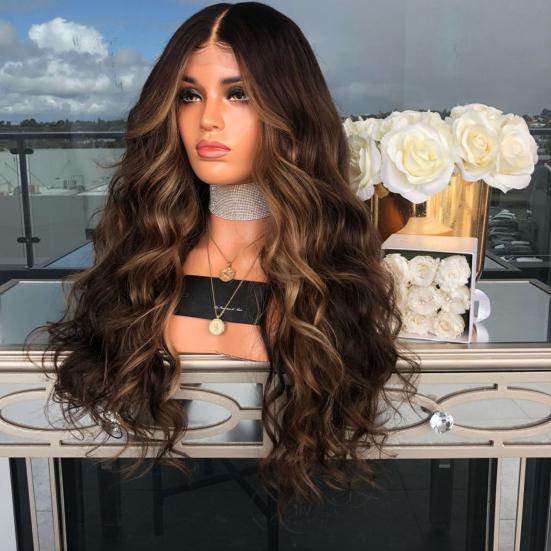 Women Ladies Wave Curly Hair Wig Hairpiece Net Party Brown Rose Banquet Headgear