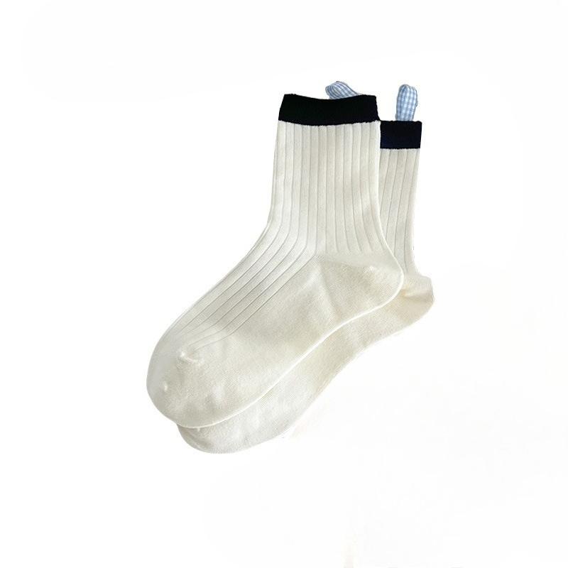 Female Spring and Autumn All-match Personality Pure Cotton Heel Cloth Label College Wind Tube Stack Socks