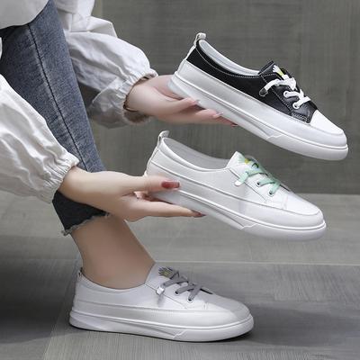 Маленькие белые туфли для отдыха 2024 года, весна и осень, новые женские студенческие туфли на плоской подошве без застежек