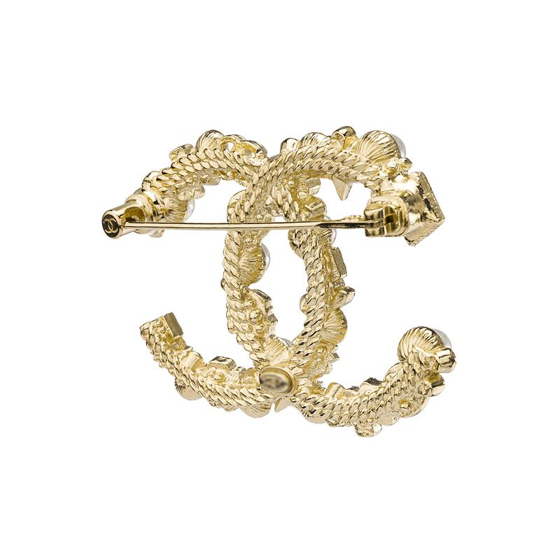 Chanel Броши Двойное C логотип флакон духов четырехлистник мульти-элемент искусственный жемчуг брошь женская золотая