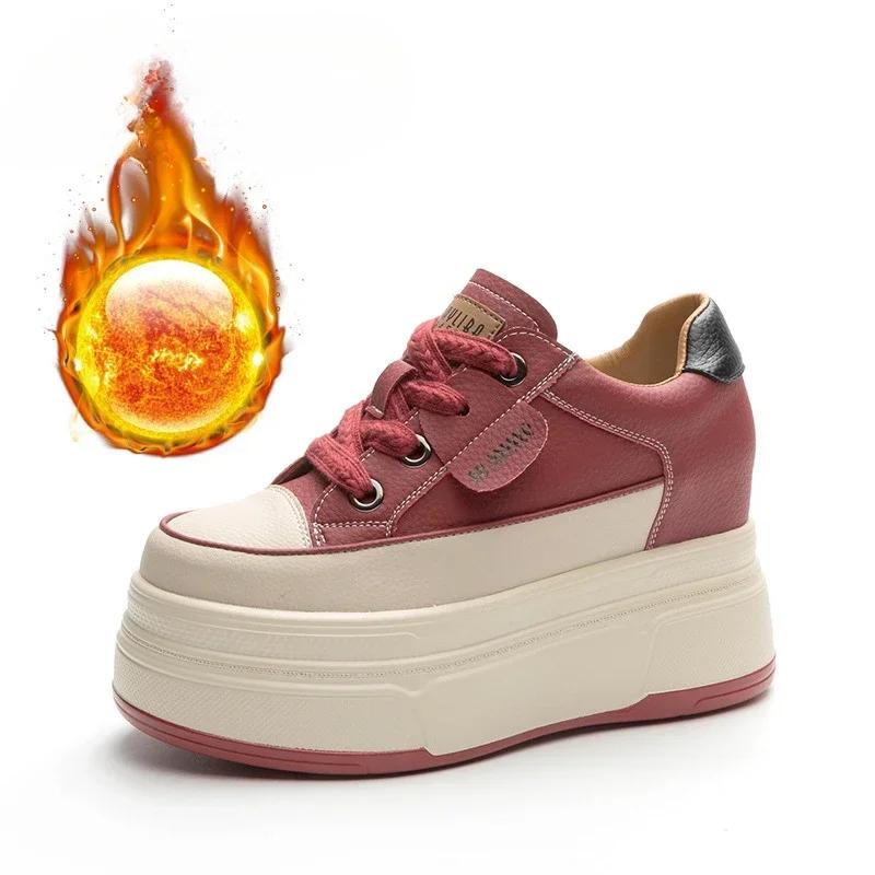 9 см натуральная кожа платформа кроссовки танкетка обувь для женщин дышащие кроссовки осенняя повседневная обувь скрытый каблук zapatillas mujer