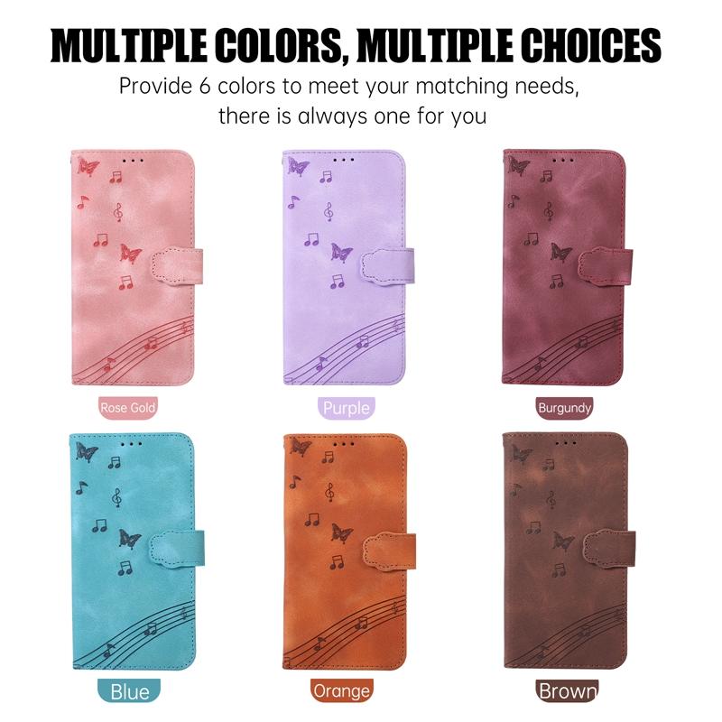 Embossing Butterfly Skin Feel Leather Wallet Case with Cartoon Bear Photo Frame for iPhone Samsung Xiaomi Huawei OPPO Stand Holder Magnetic Flip Cover