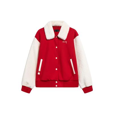 Li Ning Color Block однобортный пиджак с лацканами женская куртка Samba-Red White AJMU012-1