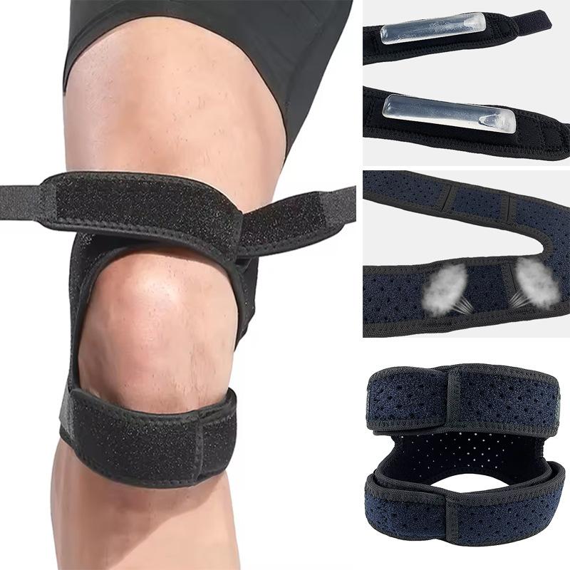 Спортивный компрессионный силиконовый ремень для надколенника, бег, альпинизм, велоспорт, фитнес, амортизация, двусторонняя регулировка, мениск, спортивные наколенники