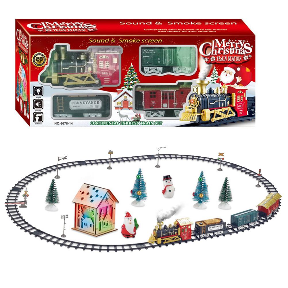 Christmas Train Set Electric Steam Locomotive Train with Lights Music Battery Operated Tracks
