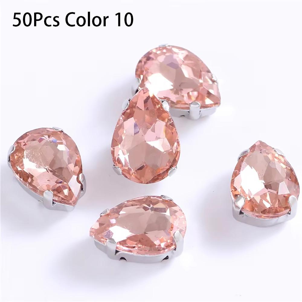 50Pcs/Pack Teardrop Shape Glitter Sewing Rhinestones Diamond Beads Ornament For Needlework