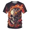 Summer Round Neck 3D Skull Pattern Printed Top, Fashionable and Casual Loose Short Sleeved Men's and Boys' T-shirts