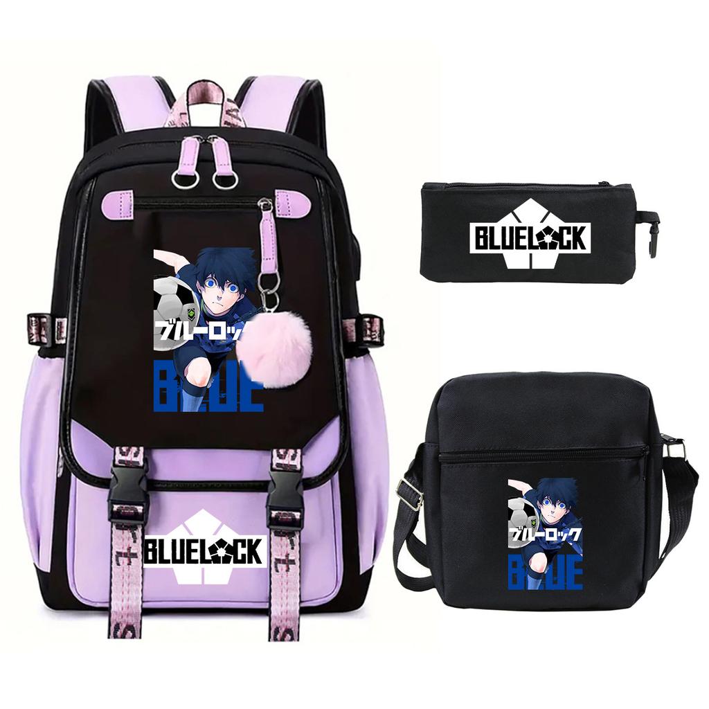 Trend Campus Primary And Secondary School Students Schoolbag Blue Prison Periphery Animation Backpack Pencil Bag