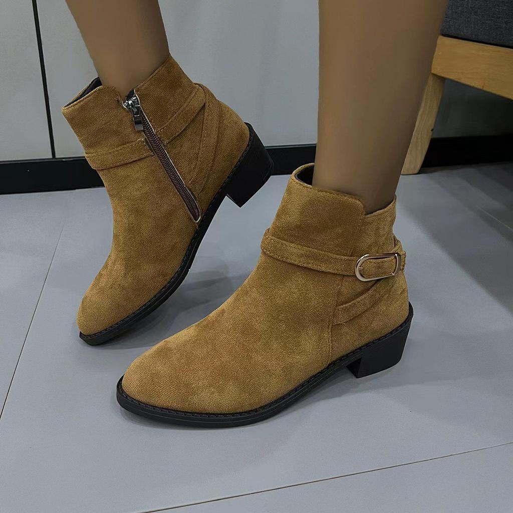 Fashion Versatile Comfortable with Skirt Women's Skinny Boots 2025 Autumn and Winter New Retro Side Zipper Short Boots Women's