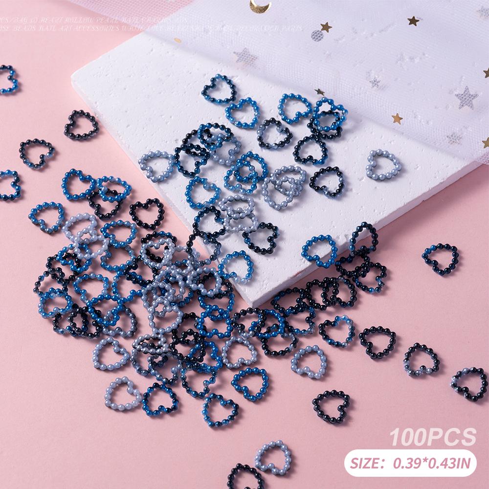 100 шт. полые белые жемчужные сердечки для ногтей оптом фиолетовые розовые плоские для самостоятельного украшения ногтей мобильного телефона ноутбука ювелирных изделий ремесел Ac