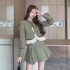 New Celebrity Style Lace Splicing Jacket & Skirt Combo with Matching Wool Suit