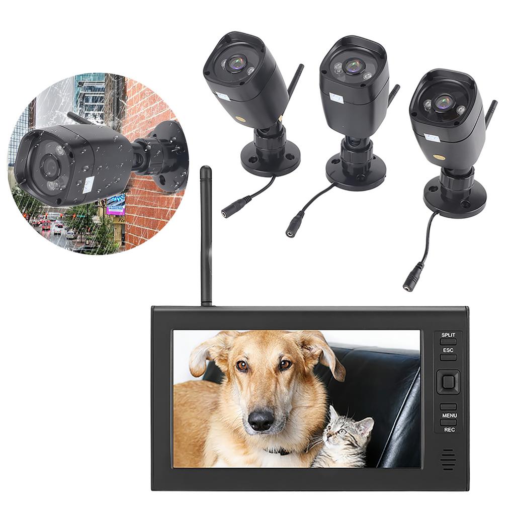 7-дюймовый ЖК-дисплей Беспроводной WIFI 4-канальный Система охранного монитора Дисплей+Камера 3 шт. ИК-камеры Карта памяти