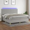 VidaXL Slat Bed Base with Mattress and LEDs, Upholstered Bed with Headboard, Double Bed, Adult Bedroom Bed, 3135621