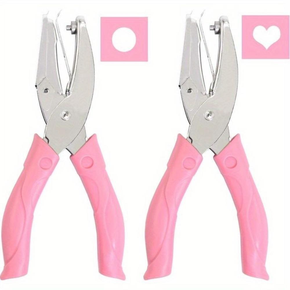 Ручной дырокол для бумаги, 2 шт., дырокол в форме сердца/звезды/круга, металлический дырокол для бумаги с одним отверстием 1/4 дюйма, с мягкой ручкой для бирок, билетов на одежду