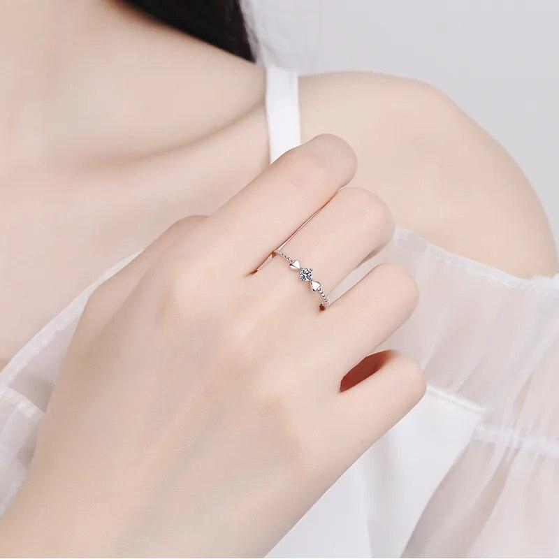 0.056-0.1CT 3mm VVS Moissanite Stackable Rings for Women Female Wedding Band Match Diamond S925 Sterling Silver Jewelry