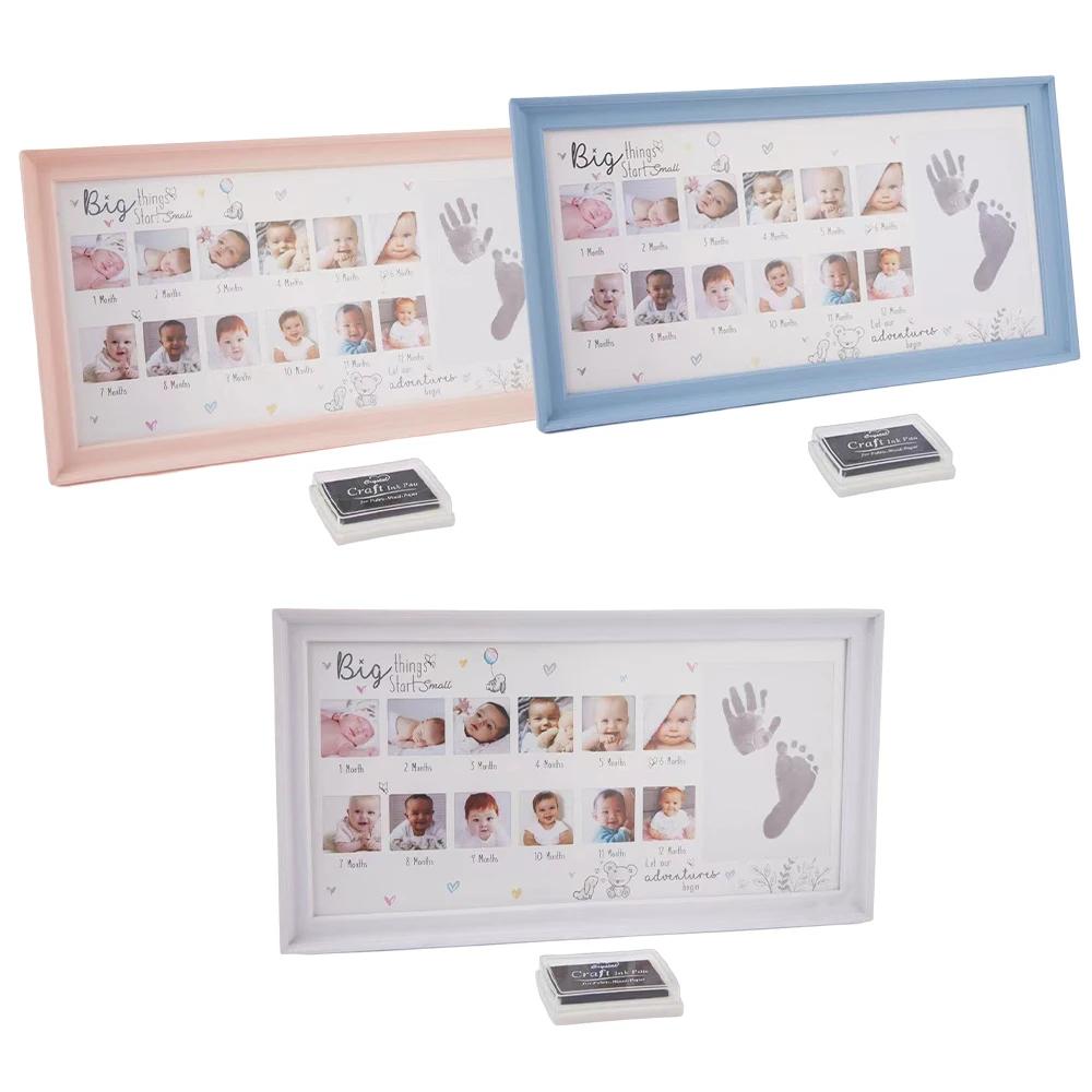 Фоторамка для фото с указанием роста ребенка 39X21 см, отпечатки рук и ног на 12 месяцев, мемориальная рамка для фотографий с указанием роста ребенка в возрасте одного года