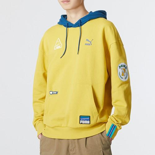 Puma Мужская желтая толстовка с декором в виде логотипа Puma, спортивный и повседневный стиль