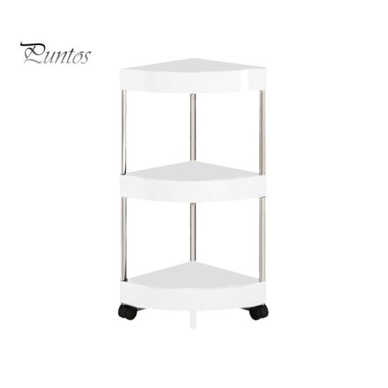 Storage Rack Rolling Cart with Multiple Layers Large Capacity 360-Degree Wheels Design Floor-standing Bathroom Corner Triangle Shelf