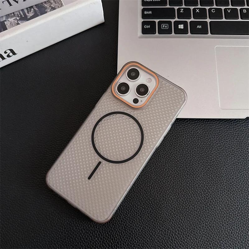 Охлаждающая магнитная чехол-накладка с защитой от перегрева для iPhone 16 15 14 Plus 13 12 Pro Max, дышащая жесткая задняя крышка для Magsafe